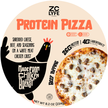 6 Low Carb, High Protein Beef Topping Pizza - 100% Chicken Crust