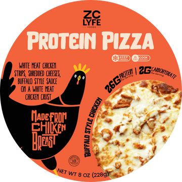 6 Low Carb, High Protein Buffalo Style Chicken Pizza - 100% Chicken Crust