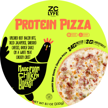 6 Low Carb, High Protein Beef Bacon & Jalapeño Pizza - on a 100% Chicken Crust