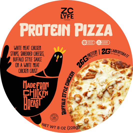 6 Low Carb, High Protein Buffalo Style Chicken Pizza - 100% Chicken Crust