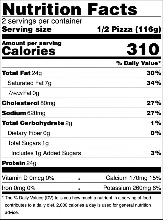 6 Low Carb, High Protein Beef Bacon & Jalapeño Pizza - on a 100