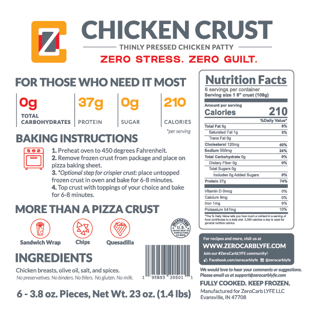 ZeroCarb Pizza Crusts 37g protein 100 Chicken breast ZeroCarb LYFE