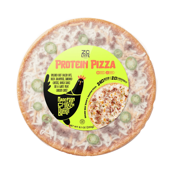 6 Low Carb, High Protein Beef Bacon & Jalapeño Pizza - on a 100